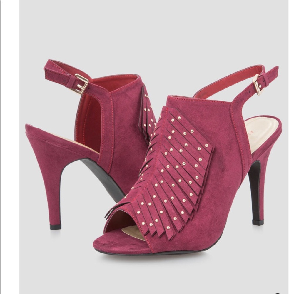 Studded Fringe High Heel